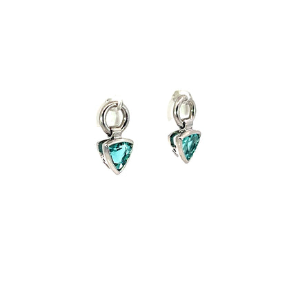 18k White Gold Blue Tourmaline Earring Jackets