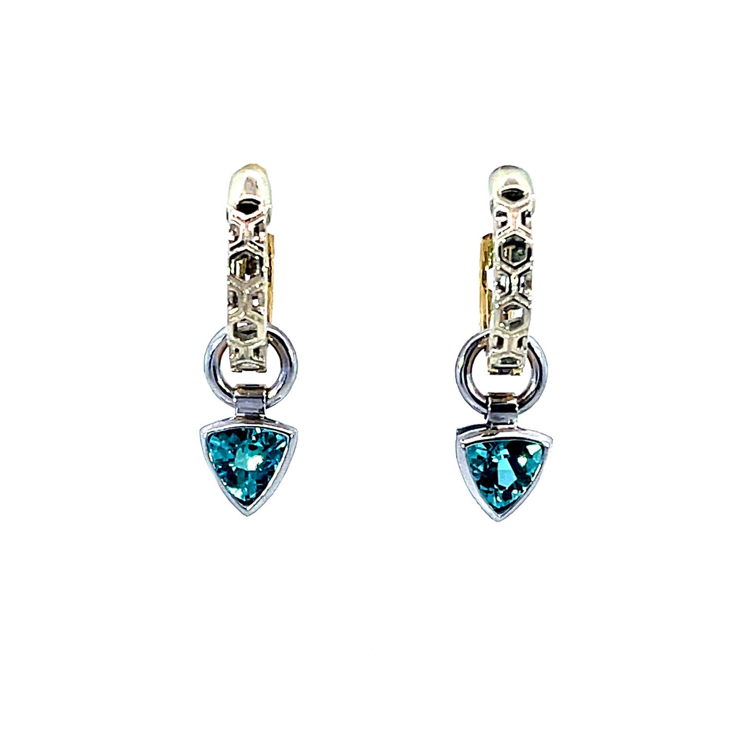 18k White Gold Blue Tourmaline Earring Jackets