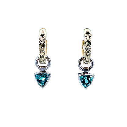 18k White Gold Blue Tourmaline Earring Jackets