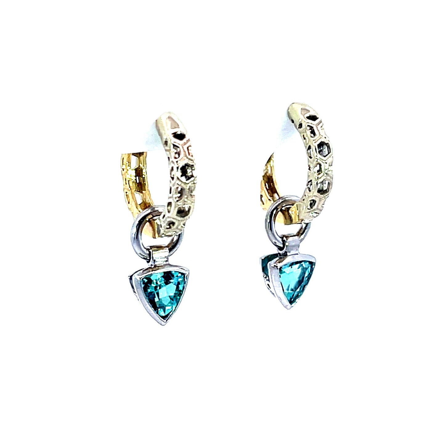 18k White Gold Blue Tourmaline Earring Jackets