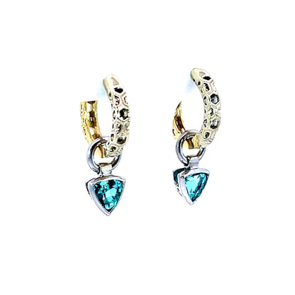 18k White Gold Blue Tourmaline Earring Jackets