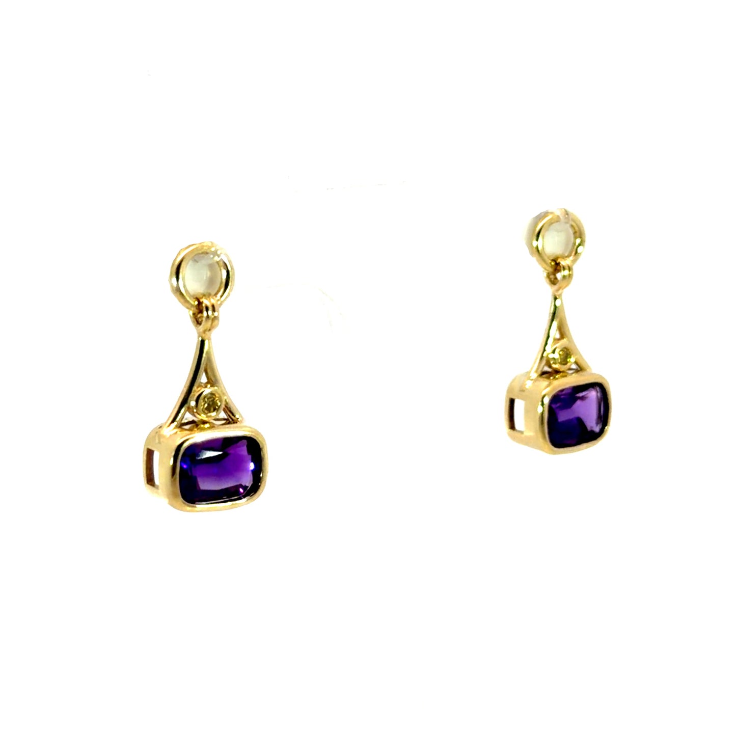 18k Yellow Gold Amethyst and Yellow Diamond Earring Jackets