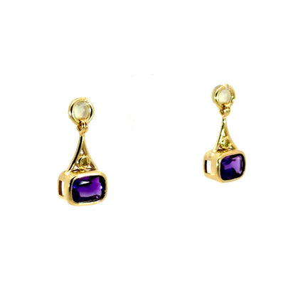 18k Yellow Gold Amethyst and Yellow Diamond Earring Jackets