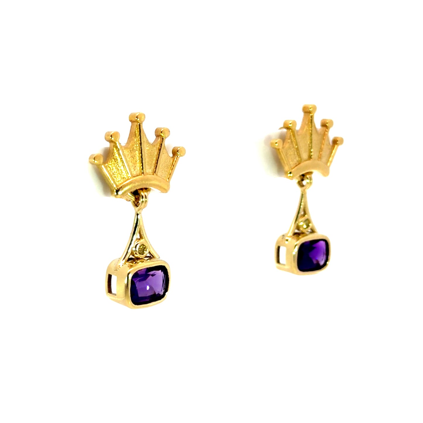18k Yellow Gold Amethyst and Yellow Diamond Earring Jackets