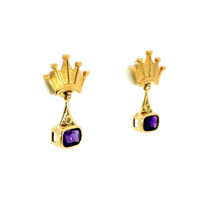 18k Yellow Gold Amethyst and Yellow Diamond Earring Jackets