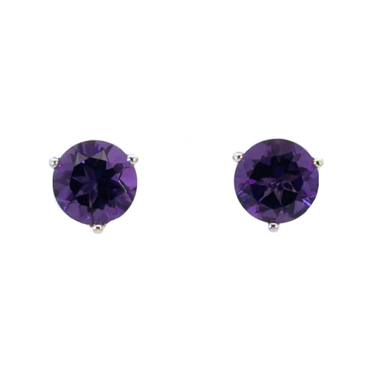 18k White Gold Amethyst Martini Head Studs