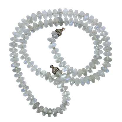 Faceted Moonstone Necklace with "Modullyn" 18k White Gold Ends