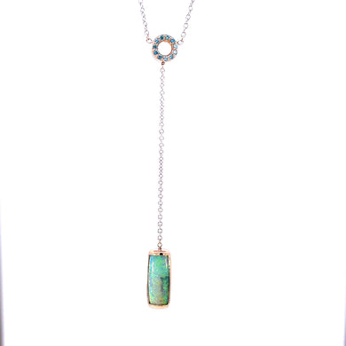 18k Rose and White Gold Opal Lariat Necklace with a Reversible 