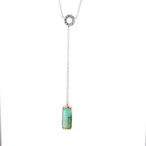 18k Rose and White Gold Opal Lariat Necklace with a Reversible 