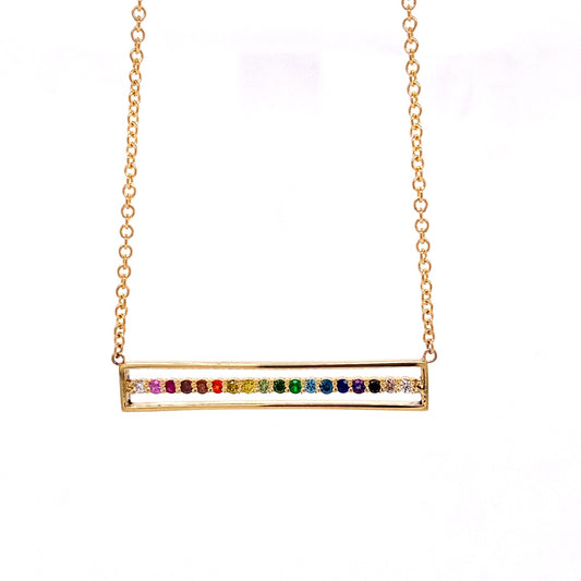 18k Yellow Gold "Equality" Bar Necklace