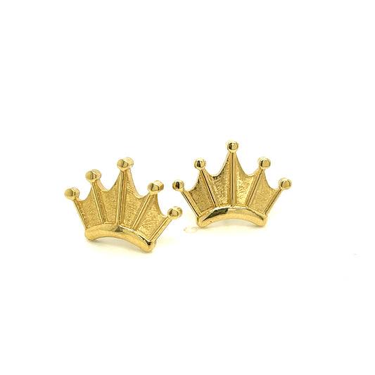 Yellow Gold Crown Studs