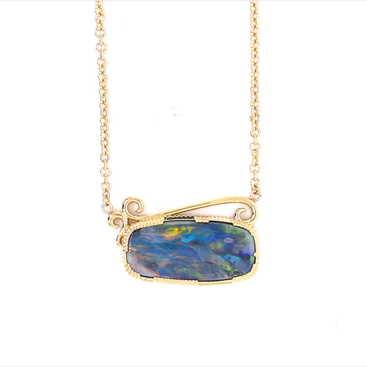 Yellow Gold Opal Necklace