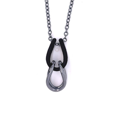 Oxidized Sterling Silver and Black Sintered Nylon Folded Link Necklace