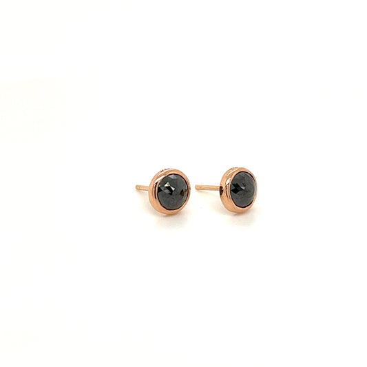 Black Diamond Rose Gold Studs