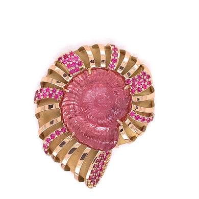 Custom jewelry, carved pink tourmaline clasp, llyn strong, greenville, SC