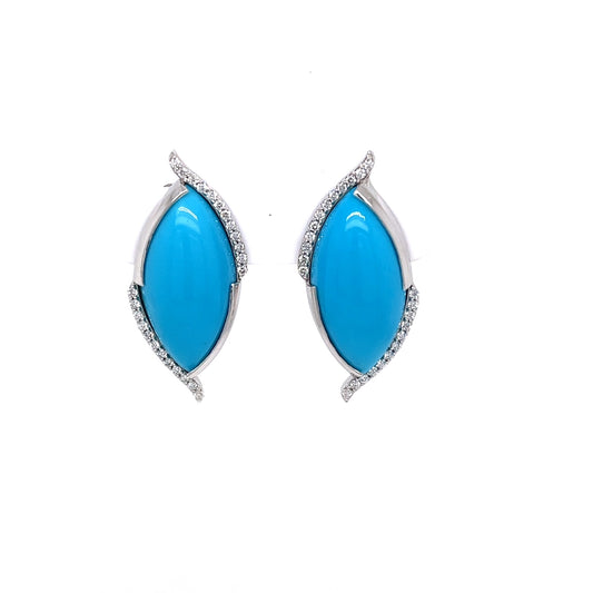 Marquise Turquoise and Diamond Earrings
