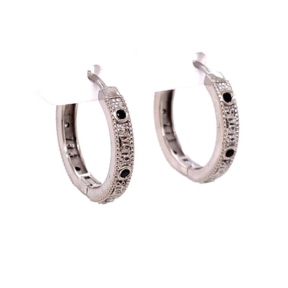 Black and White Diamond "Strong Pair" Hoops