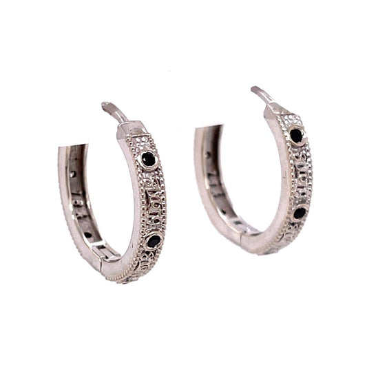 Black and White Diamond "Strong Pair" Hoops