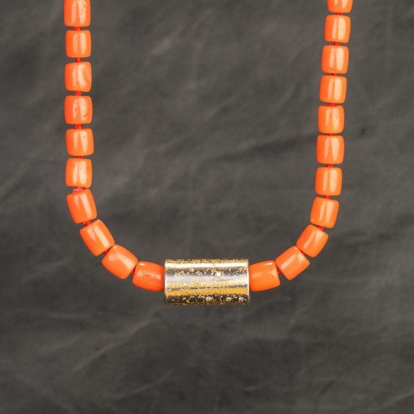 custom jewelry, gold, coral, necklace, necklace, llyn strong, greenville, south carolina