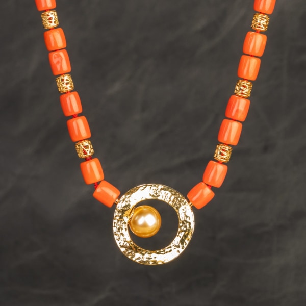 custom jewelry, gold, coral, modullyn, necklace, llyn strong, greenville, south carolina