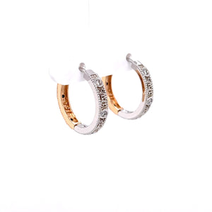 18k White and Rose Gold Strong Pair Hoops