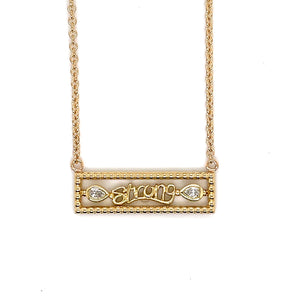 18k Yellow Gold Strong Pair Beaded Bar Necklace