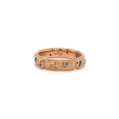 18k Rose Gold and Blue Diamond llyn Band