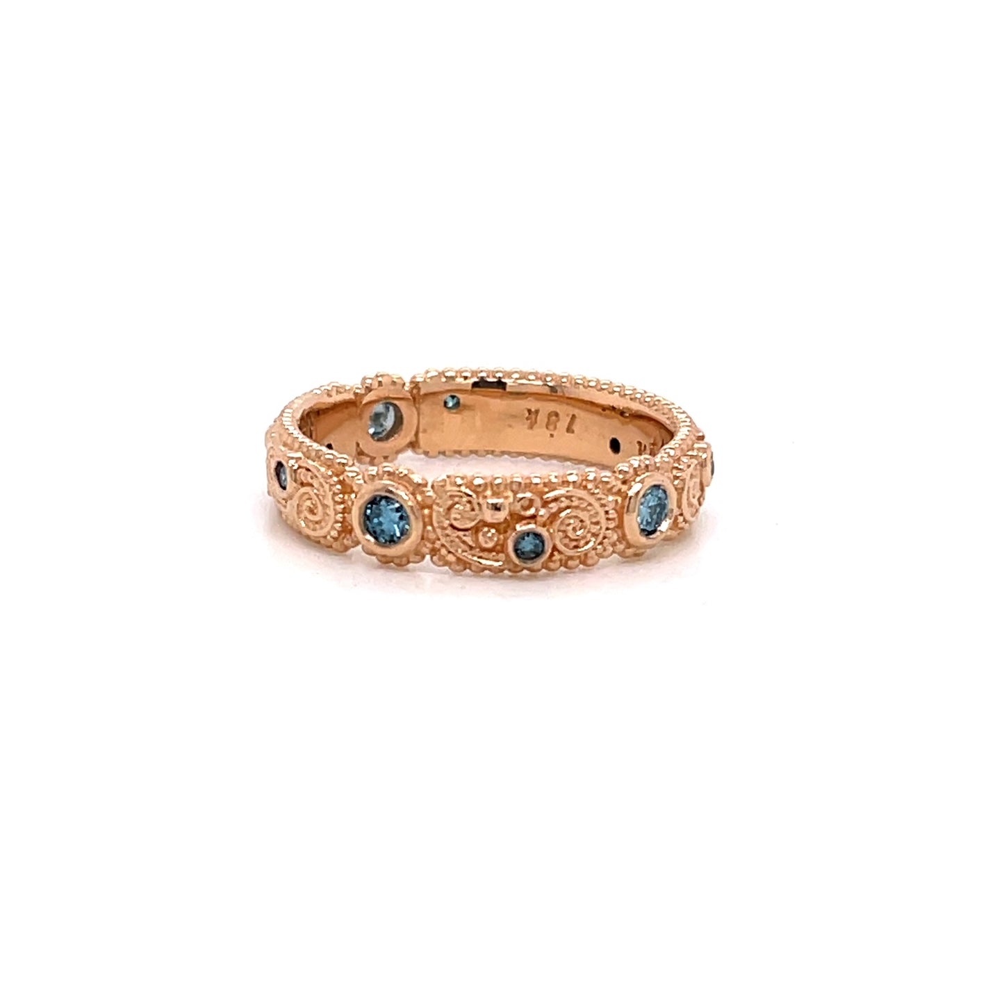 18k Rose Gold and Blue Diamond llyn Band