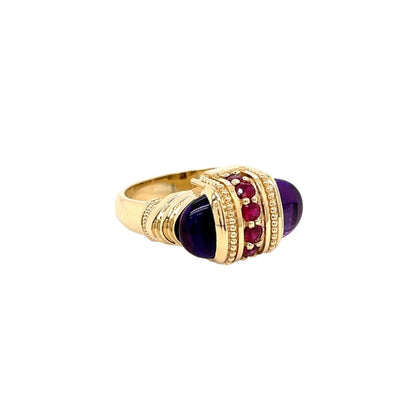 Amethyst and Ruby Arch Ring