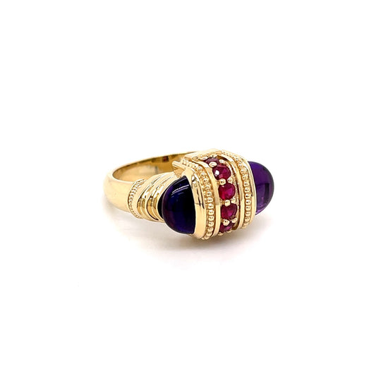 Amethyst and Ruby Arch Ring