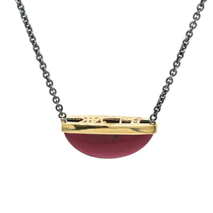 14k Yellow Gold and Oxidized Sterling Silver Garnet Necklace