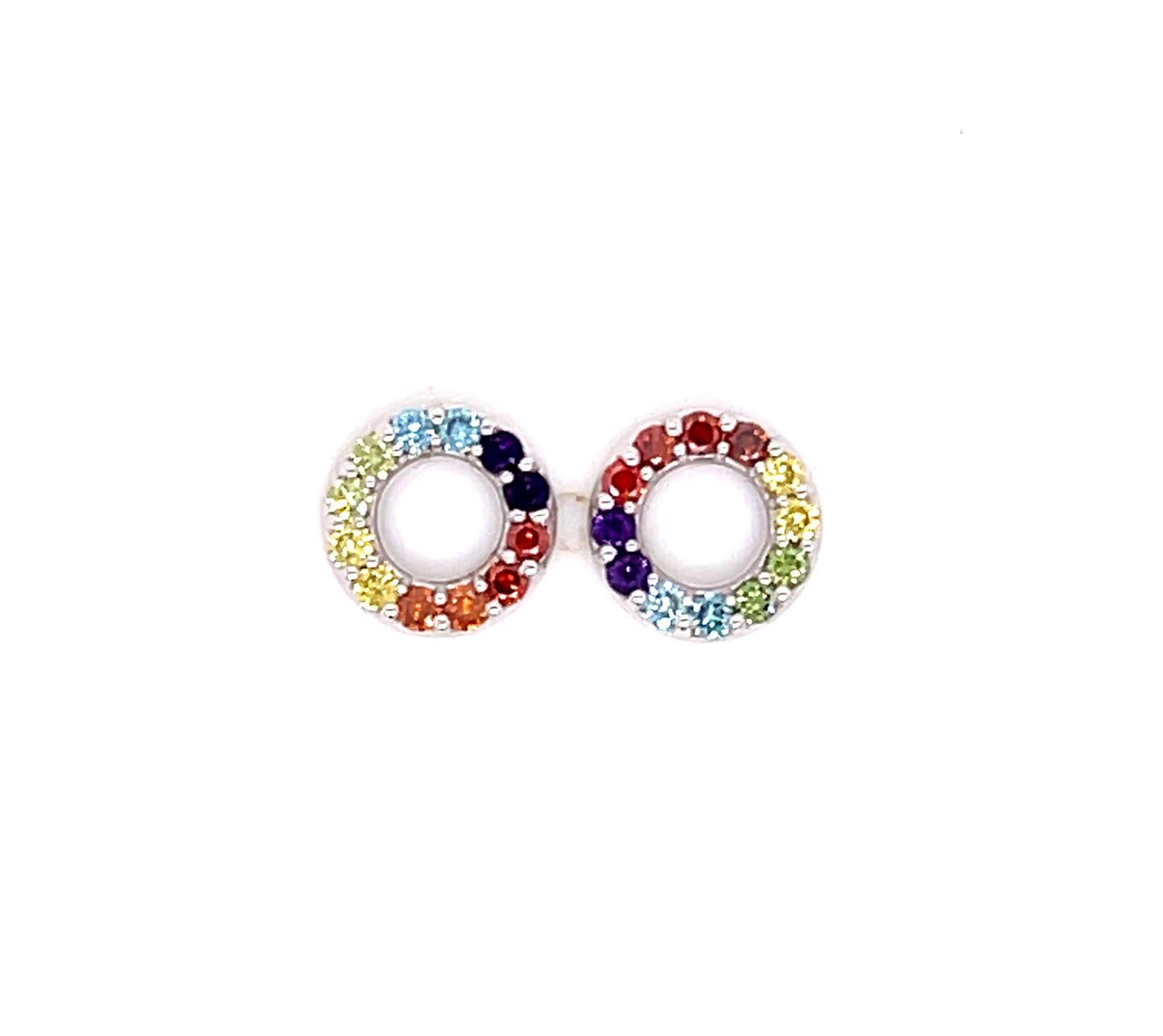 18k White Gold Rainbow Sparkle Circles