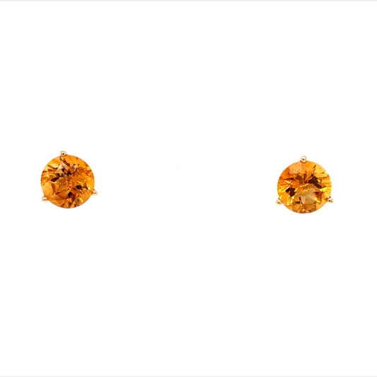 Yellow Gold and Citrine Studs