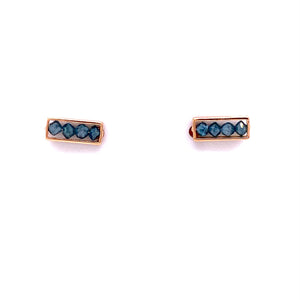 Custom Jewelry, 18k rose gold blue diamond mini bar studs, Sydney Strong, Greenville, South Carolina
