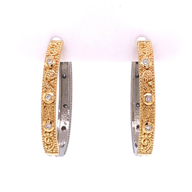 Custom Jewelry, 18k white and yellow gold llyn hoops, llyn strong, Greenville, south carolina