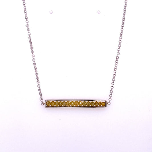 Custom Jewelry, 18k white gold yellow diamond bar necklace, Sydney Strong, Greenville, South Carolina