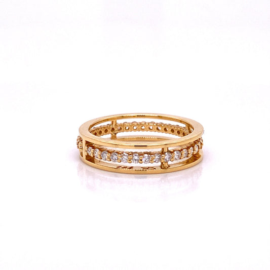 Custom jewelry, 18k yellow gold white diamond floating ring, Sydney Strong, Greenville, South Carolina