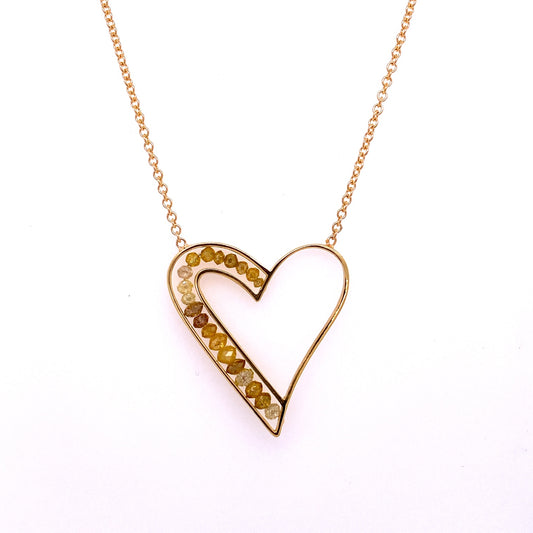 Custom Jewelry, 18k yellow gold yellow diamond heart necklace, Sydney Strong, Greenville, South Carolina