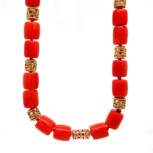 custom jewelry, gold, coral, modullyn, necklace, llyn strong, greenville, south carolina