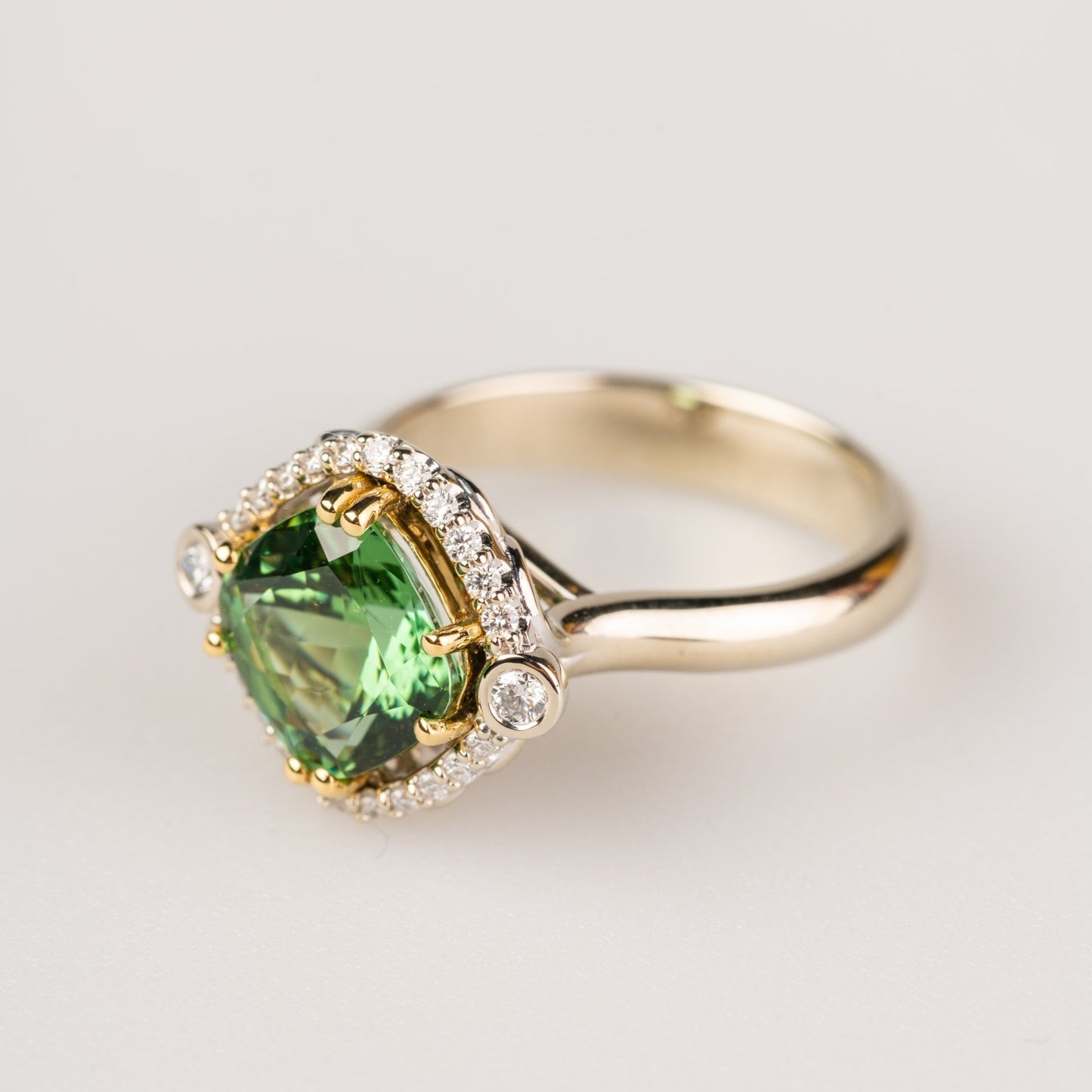 Custom jewelry, green tourmaline ring, llyn strong, Greenville, South Carolina