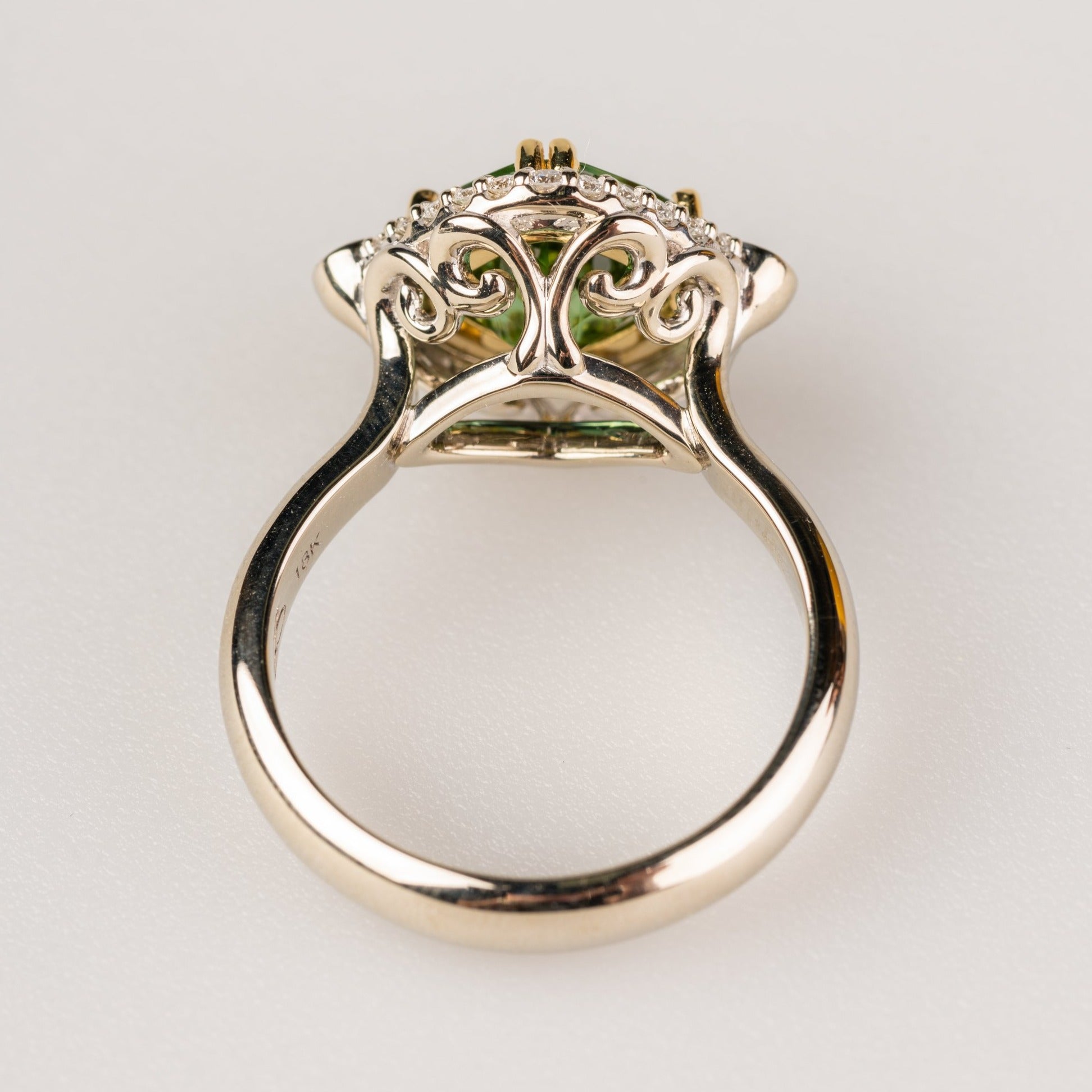 Custom jewelry, green tourmaline ring, llyn strong, Greenville, South Carolina