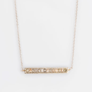 Custom Jewelry, grey diamond bar necklace, sydney strong, greenville, South Carolina