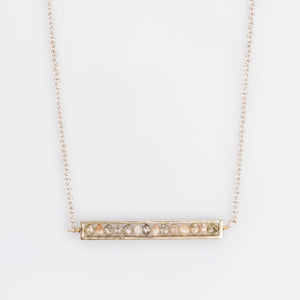 Custom Jewelry, grey diamond bar necklace, sydney strong, greenville, South Carolina