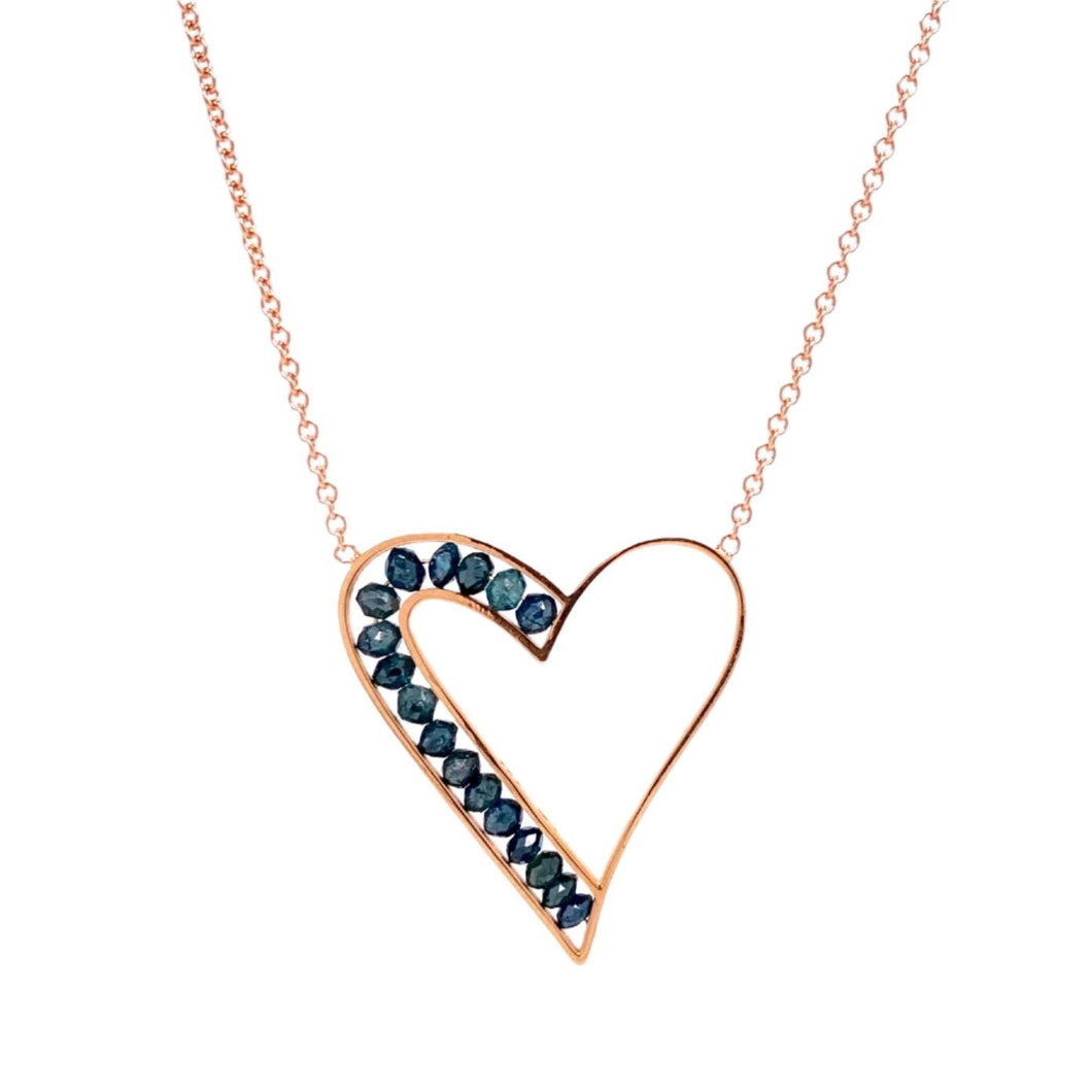 Custom Jewelry, blue diamond heart necklace, Sydney Strong, Greenville, South Carolina