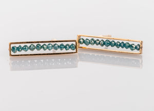 Custom Jewelry, blue diamond med bar studs, Sydney Strong, Greenville South Carolina