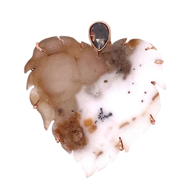 Custom Jewelry, Brown and White Druzy Heart Clasp, llyn strong, Greenville, South Carolina