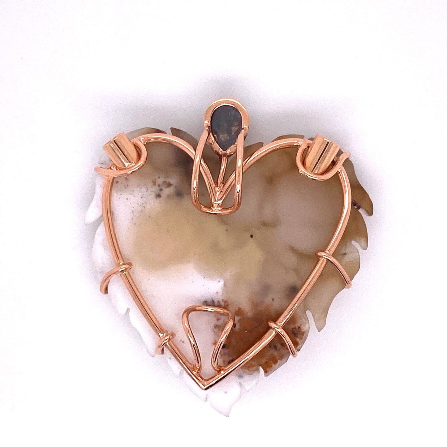 Custom Jewelry, Brown and White Druzy Heart Clasp, llyn strong, Greenville, South Carolina