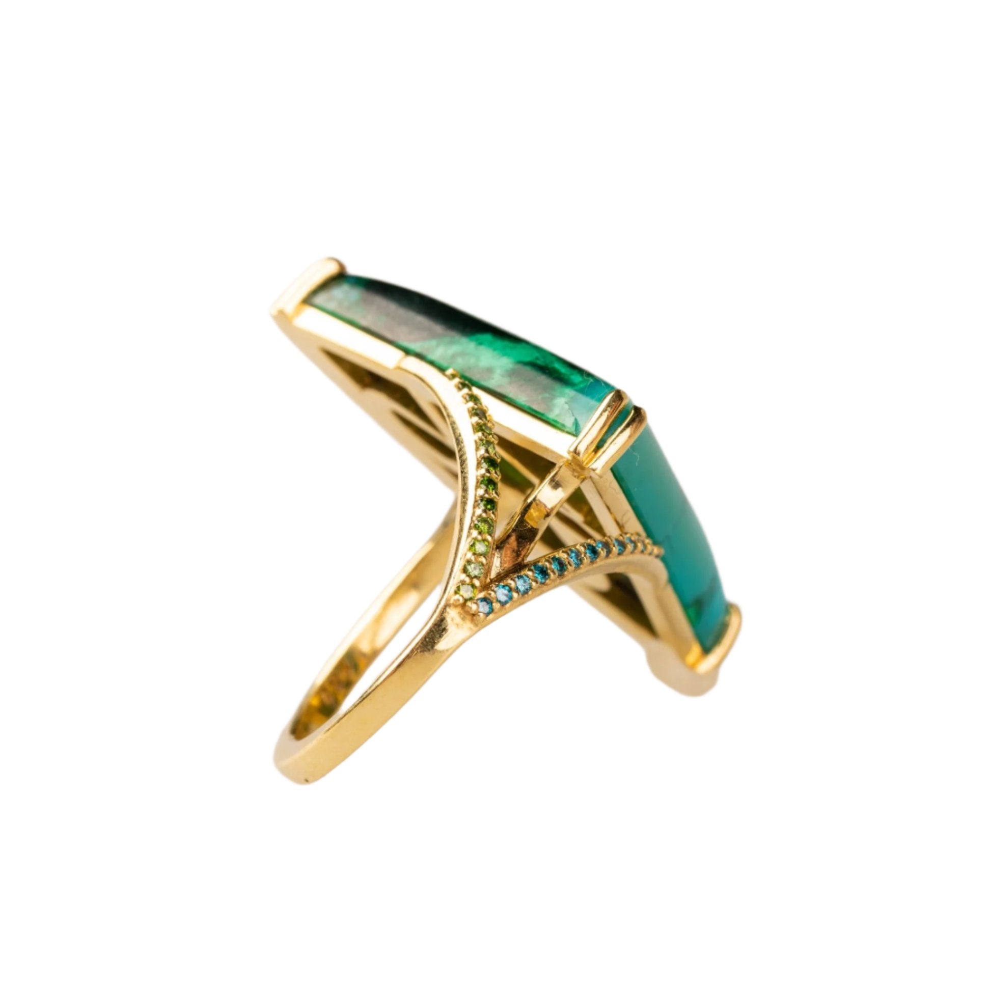 Custom jewelry, Chrysocolla malachite ring, Syndey Strong, Greenville, South Carolina