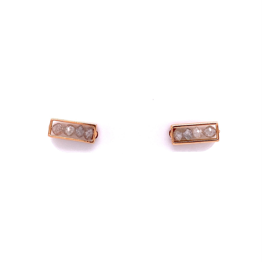 Custom Jewelry, Grey Diamond bar studs, Sydney Strong, greenville, South Carolina