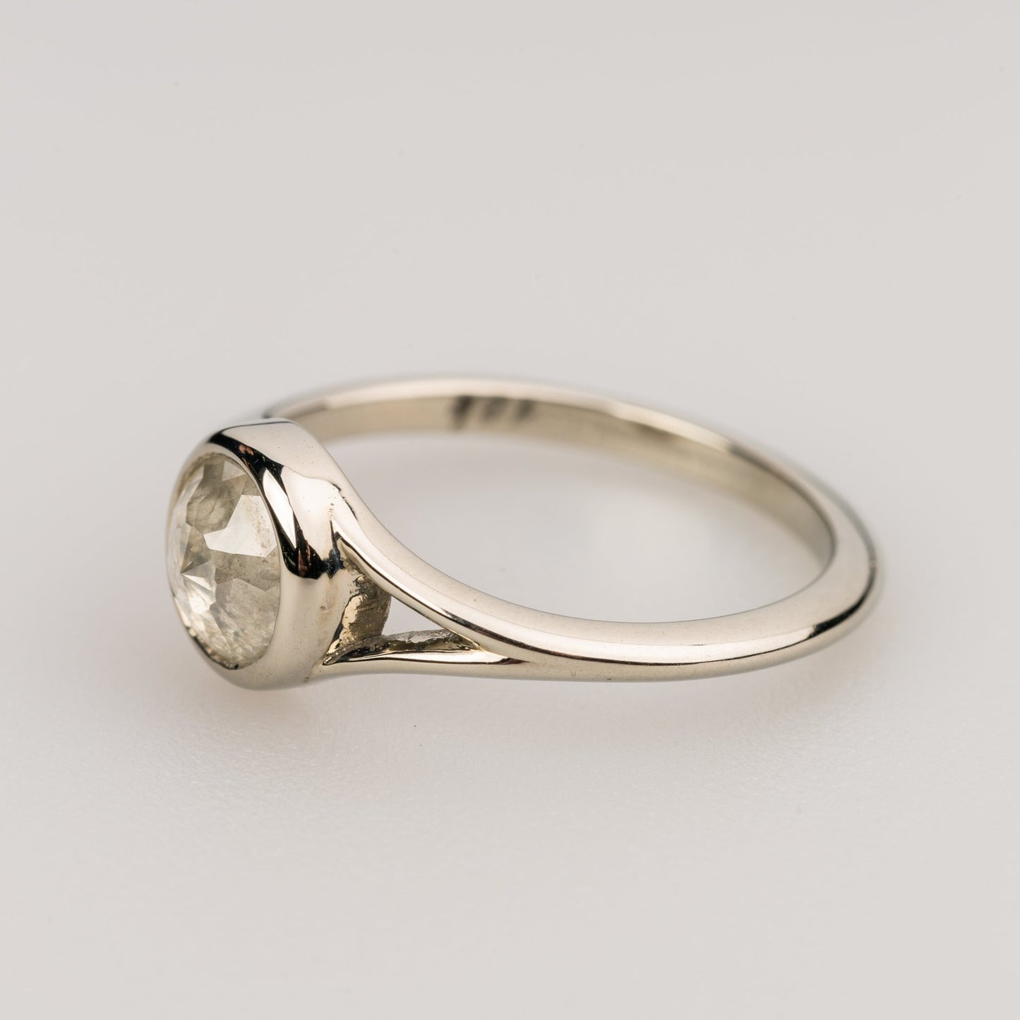Custom Jewelry, Grey Diamond Round Rose cut ring, Sydney Strong, Greenville, South Carolina